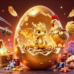 Spin the reels with excitement at 99ok, showcasing a golden dragon with poker chips and treasure.