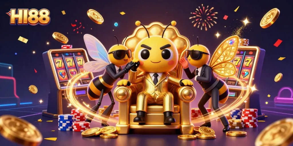 Win jackpots with HI88 in a vibrant casino scene full of excitement and action.