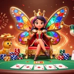 ZBET showcases a vibrant casino scene with a butterfly queen, poker elements, and celebratory confetti.
