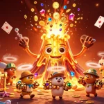 Experience thrilling wins at 78win with exciting coins erupting from a golden volcano, creating a jackpot atmosphere.