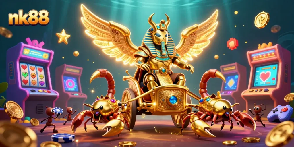 Experience the excitement of nk88 with colorful slot reels, jackpot counters, and engaging game elements.