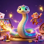 Experience exciting gaming thrills at website F168 with vibrant slot games and animated casino elements.