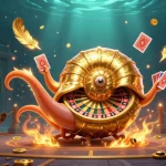 Engage with sc88's thrilling casino scene featuring a nautilus roulette wheel and golden elements.