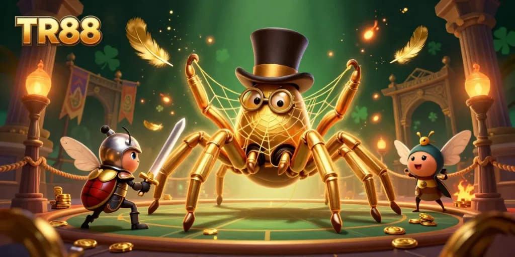 Engage in thrilling gameplay at TR88 with vibrant scenes featuring a golden tarantula weaving fortunes.