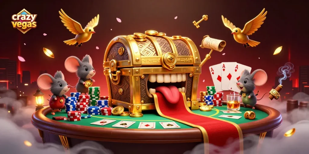 Experience thrilling gameplay at crazyvegas with vibrant poker and slot elements in a rich casino scene.