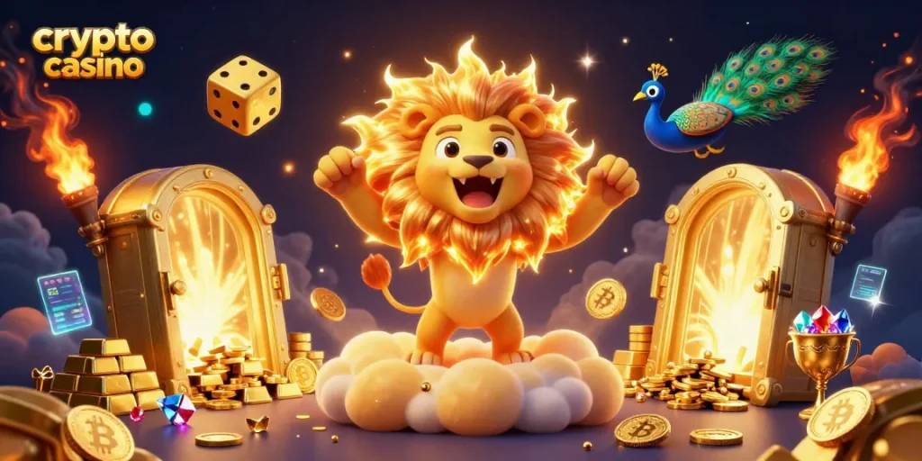 Experience the thrill of a crypto casino with lively characters and dazzling treasures.